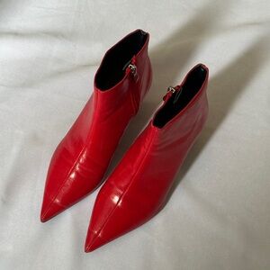 Zara | Trafaluc Red Ankle Boots - Size 36